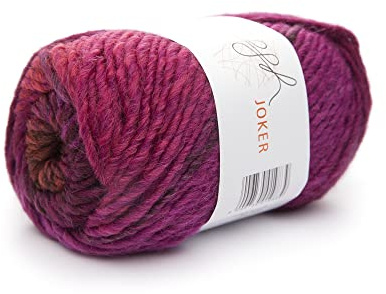 ggh Joker - Schurwolle Mischung - 50g Wolle zum Stricken oder Häkeln - Dicke Wolle mit Farbverlauf - Farbe 006 - Rostrot-Zyklam