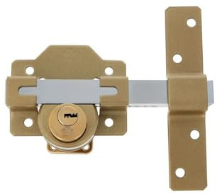 Amig - Cerrojo de Sobreponer con Cilindro Redondo Interior y Exterior Mod. 40-105 x 170 mm - Cerradura de Seguridad con Llave - Incluye 5 Llaves de Punto - Acero Martelé