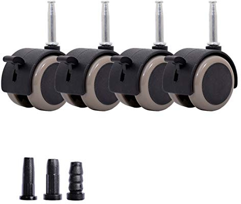 Set of 4 Child Crib Caster Rubber Swivel Cot Castors with Brakes,2 Furniture Wheel,Baby Crib Wheel Accessories,Capacity 265lb,Double Wheel,Silent,with Metal Plunger Stem M8x38mm,with Sleeve
