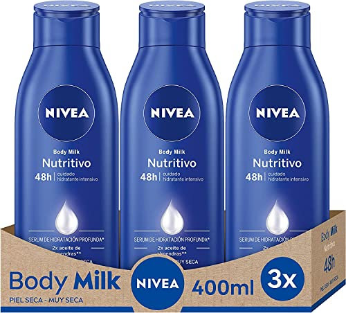 NIVEA Body Milk Nutritivo - Leche Corporal - Hidratación Profunda durante 48 h - Sérum de Hidratación Profunda, Aceite de Almendras y Vitamina E - Piel Suave y Sedosa - Todo tipo de piel - Pack de 6