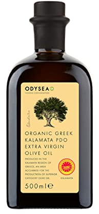 Odysea Organic Extra Virgin Olive Oil, PDO Kalamata EVOO, 500ml Glass Bottle