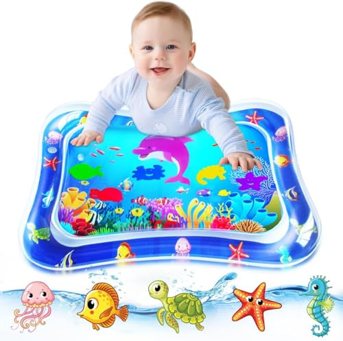 ZMLM Baby Tummy-Time Water Mat: Infant Toy Gift Activity Play Mat Inflatable Sensory Playmat Babies Belly Time Pat Indoor Small Pad for Baby Toys 0-6-12 Months Newborn Boy Girl Toddler Fun Game
