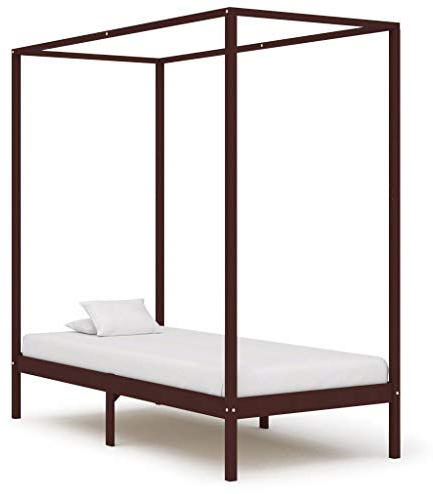 Tidyard Himmelssäng-ram enkelsäng metallsäng sängram ram ram ram sovrumsmöbler mörkbrun massivt trä tall 90 x 200 cm