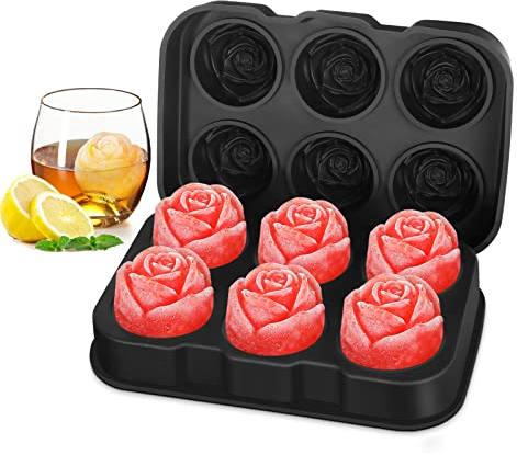 EiswüRfelform Rose, EiswüRfelform Silikon Mit Deckel 6 Loch Kugel Eiswürfelform Rose, EiswüRfelbehäLt Zum AbküHlen Von Whisky Cocktail Bourbon und Hausgemachtem Saft
