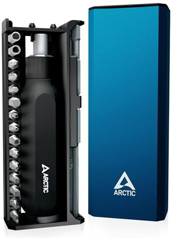 ARCTIC Ratchet Screwdriver Toolkit-Set de tournevis à cliquet 27-en-1, Philipps/Slotted/Torx/Pozidriv/Hex, coffret en aluminium, tournevis avec magasin d'embouts pour le bricolage,