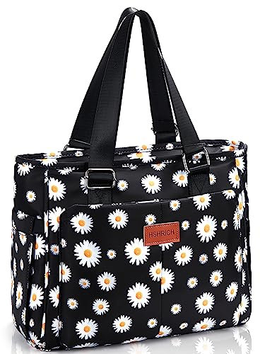 HSHRICH Large Floral Insulated Handbag for Women Work, 12L Leakproof Lunch Cooler Tote with Storage Pocket, Reusable for Picnic Hiking
