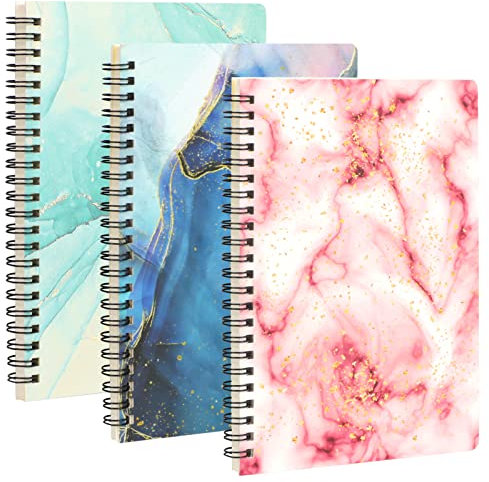 Skycase A5 Hardcover Spiral Notebooks, 3-Pack, 21x14cm, Ruled, 160 Pages, for School, College, Office