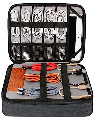 Kabel organizer tasche, Organizer reise, Reise elektronik tasche, Elektronik Zubehör Organizer, kabeltasche organizer, Ladekabel organizer,Travel organizer, ladekabel tasche(28.5 X 23 X 6cm Schwarz)