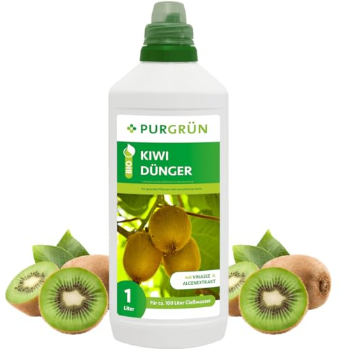 Purgrün® Bio-Kiwi-Dünger 1 Liter – Hoher Ertrag dank extra Phosphor – Bio & Vegan – Premium-Flüssigdünger – Ohne tierische Inhaltsstoffe – Ergiebiges Konzentrat für 100 Liter Wasser