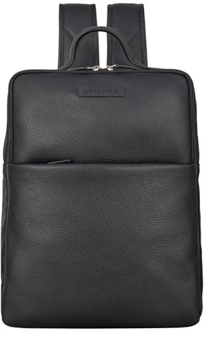 STILORD 'Noé' Leder Laptoprucksack 14 Zoll im Vintage-Look | Business Backpack Daypack Arbeitstasche für Herren und Damen aus Büffel Leder, Farbe:schwarz