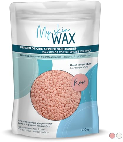 My Skin WAX - Waxing perlen 800g, Hypoallergen, Ohne Streifen, Wachsperlen Haarentfernung für Gesicht, Augenbrauen, Intim Waxing, Brazilian wax, Wachsperlen für Männer, Frauen - Rosa