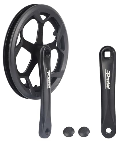 Prowheel E-Bike/Fahrrad-Kurbelsatz, 1-teilig, 48T/52T Stahl-Kettenblatt mit doppeltem Kettenschutz, 170 mm Aluminiumlegierung-Kurbelarm für Single-Speed- und 6/7/8-Gang-E-Bikes, Fahrräder, Klappräder