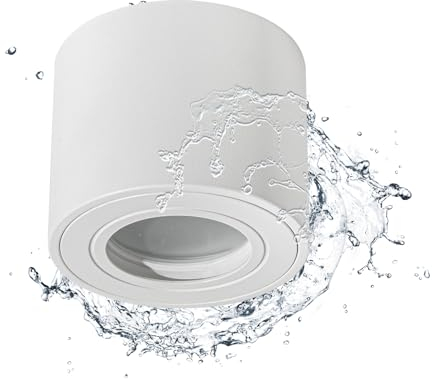 Gleonlux LED Aufbauspot Deckenspot IP44 flach 1er, Aufbauspot matt Weiß, Aufbaustrahler für LED Module 230V, Spots Deckenleuchte Rund, Deckenlampe Aluminium Ø80x65mm, Glühbirne nicht inklusive