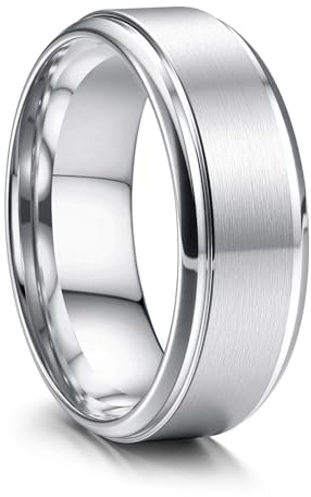 Jstyle Silver Mens Wedding Band Stainless Steel Ring for Men Size 10