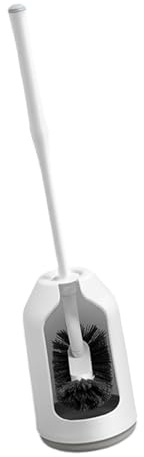 Juego de cepillos de inodoro curvados ergonómicos con base de almacenamiento y desmontable para limpieza de baño, cepillo de inodoro curvado para manchas difíciles