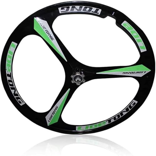 Set Di Ruote Per Mountain Bike 26/27,5/29 Pollici, Ruota Anteriore Per Bicicletta, Set Di Ruote Posteriori Integrate A 3 Razze Con Freno A Disco, Set Di Ruote in Lega Di Magnesio,Verde,26inch