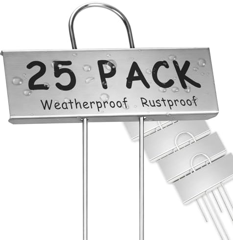 KINGLAKE 25 Pcs 27cm Tall Metal Plant Labels, Silver Metal Garden Tags Markers Outdoor Plant Signs for Vegetables Flowers Herbs Potted Plants