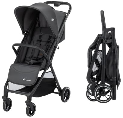 Bebeconfort Azur, Barnvagn Kompakt, 0–3 år (15 kg), Lätt Resevagn, Automatisk Hopfällning med En Hand, Steglös Lutning till Plant Liggläge, Rymlig Förvaringskorg, Mineral Graphite