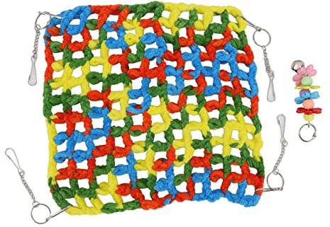 Letto per criceti sospeso, amaca per criceti intrecciata a mano, dondolo per piccoli animali come cincillà, ratti, gerbilli e volpi volanti, con attacco a collegamento rapido, amac (25*25 cm)