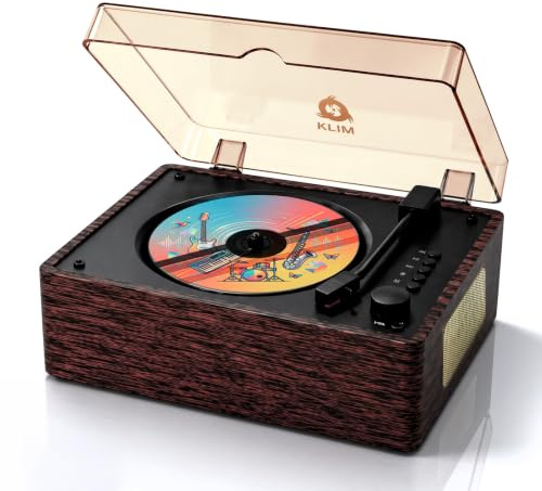 KLIM Heritage Bluetooth hem-CD-spelare med högtalare, FM-radio, USB, AUX, hörlursuttag, vintage träutseende