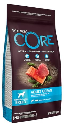 Wellness CORE Ocean 1.8 kg, Salmon & Tuna – Dry Dog Food for Medium to Large Breeds, Grain-Free, Natural, Hypoallergenic, Protein-Rich, High Fish Content, Supports Healthy Skin & Shiny Coat