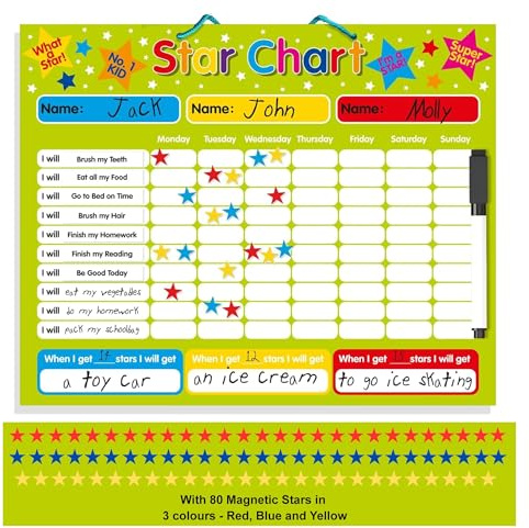 Multi-Purpose Magnetic Reward Star Chart - Durable 40x30cm Board for Behaviour & Task Tracking