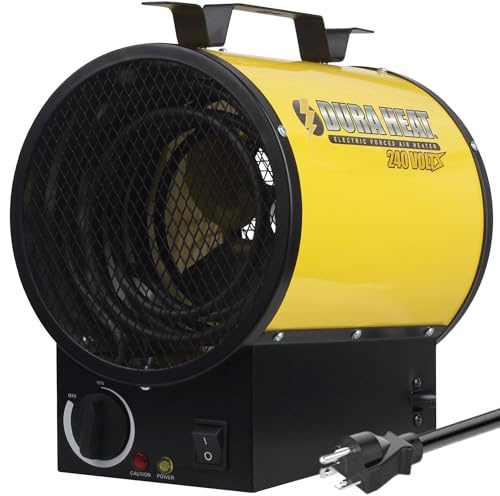 Dura Heat 240V Electric Industrial Garage, Workshop, Warehouse, Construction Heater, Wall/Ceiling Mount, 12,800 BTU, 3,750 Watt Forced Air Heater, Overheat Protection - Ideal for Garage & Workshop