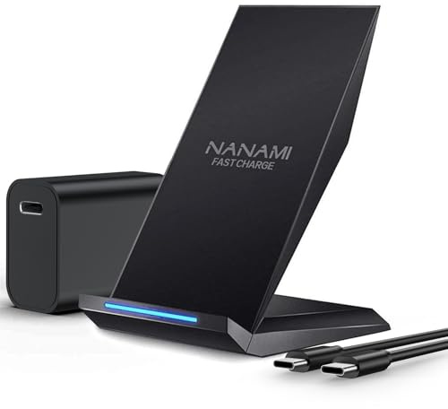 NANAMI Fast Wireless Charger with USB Phone Charger, Charging Stand with 20W PD Adapter for iPhone 17/17 Pro/17 Pro Max/16/16 Plus/15/14/13, 10W for Samsung Galaxy S26/S26+/S25/S24/S23/S22/S21