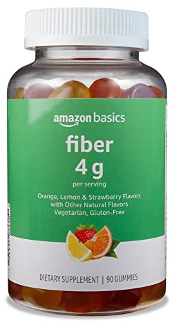 Amazon Basics Soft Fiber Gummies for Digestive Health and Regularity, Orange, Lemon & Strawberry Flavors, 90 Count, Pack of 1 (Previously Solimo)