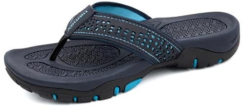 ChayChax Men’s Flip Flops Arch Support Sport Thong Sandals Non Slip Outdoor Beach Walking Slippers,Blue,8 UK