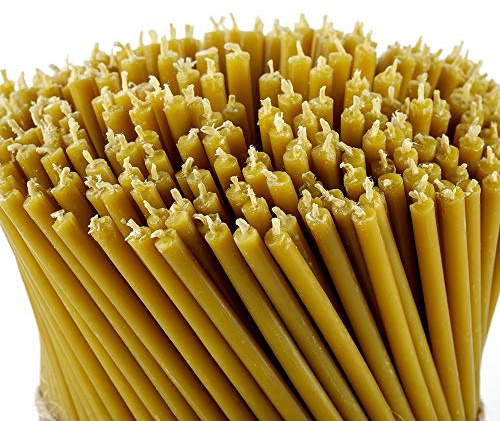 Danilovo Pure Beeswax Candles - Honey-Scented, Decorative Thin Taper Candles - Ideal for Birthday Decoration or Church Prayers - Drip Free, Tall & Smokeless Pack of 50 pcs, 7.3 x 0.24 inch