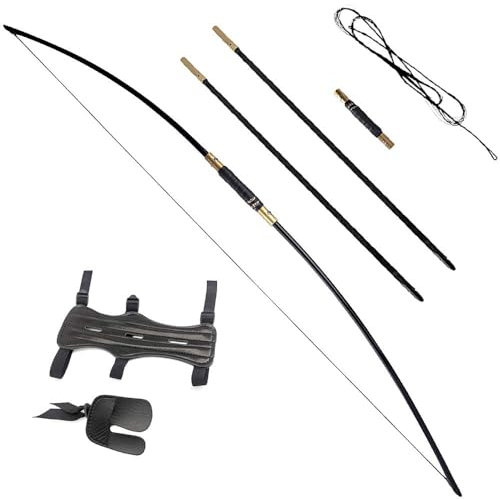 ZSHJGJR Traditioneller Langbogen Handgefertigt Recurvebogen Takedown Jagd Bogen 25-70lbs Bogenschießen Reiterbogen Sportbogen Erwachsene Holzbogen zum Jagen und Schießen (30lbs)