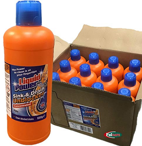 Liquid Power Sink and Drain Unblocker Concentrated, Effectively Clears Clogged Drains, Pipes, Tanks, Ideal for Baths, Showers & Sinks Bulk Pack Buy Case of 12 1000g