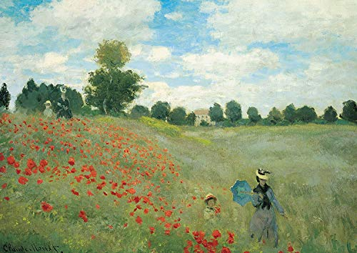 Puzzle 1000 Teile Erwachsene Mohnblumen in Argenteuil von Claude Monet 70 x 50 cm Puzzles für Erwachsene Lernspiel Herausforderungsspielzeug 1000-teilige Puzzles für Erwachsene Kinder