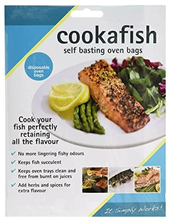Vsorce4u 20 x Cookafish Oven Roasting Bags - Transparent, Disposable, Self Seal, LDPE, Rectangular, 20 oz, Single-layer Plastic Fish Bags