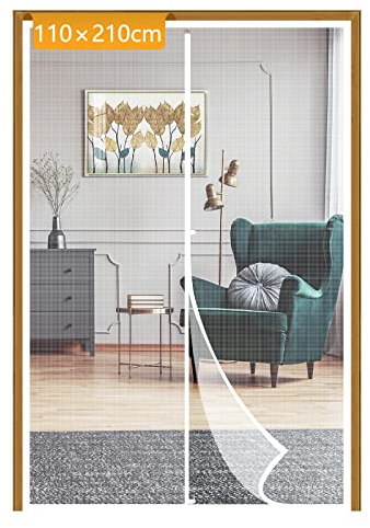 Yotache Fly Screen Door 110 x 210 cm, Reinforced Polyester Anti-Tearing Insect Fly Mesh for Back Door Pet Friendly Easy to Install, White