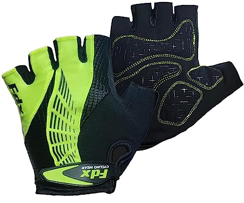 FDX Cycling Gloves for Men Women Padded Half Finger Bike Gloves Ylw L