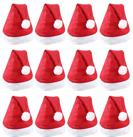 12 gorros de Papá Noel, gorros de Navidad, gorro de Papá Noel unisex rojo