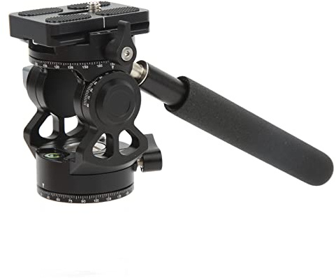 Tête de Trépied Vidéo, Tête Vidéo Fluide pour Appareil Photo avec Poignée Amovible en Alliage D'aluminium, Stable D'amortissement Portable Réglable