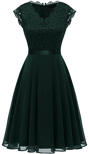 Dressystar Spetsar, cocktailkil, elegant för bröllop, knälång, festliga aftonklänningar, kort, AUP2050, grön, 2XL