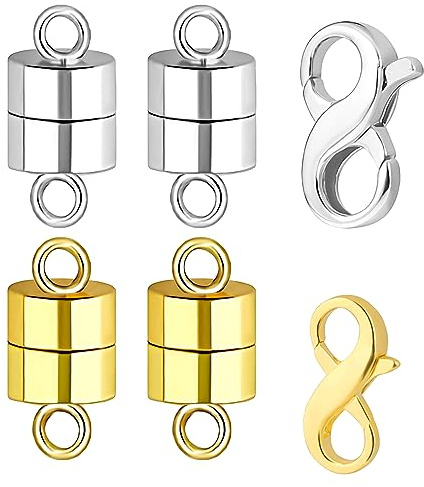 6 PCS Moschettone a Doppia Chiusura, Chiusura Collana, Adatto per Connettori per Braccialetto, Creazione e Riparazione di Gioielli Fai da te, Regali per Donne e Ragazze