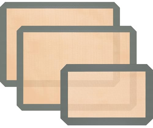 Silicone Baking Mat, 3 Pack Reusable Baking Sheet, Non-Stick ＆ Food Safe Silicone Mats for Baking for Making Cookies Macaroons Bread, Baking Supplies ＆ Accessories