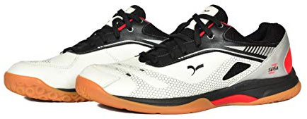 Sega Alpine Trainers Men Badminton Squash and Tennis Indoor and Outdoor Court Non Marking Shoes (White, UK Footwear Size System, Adult, Men, Numeric, Medium, 5)