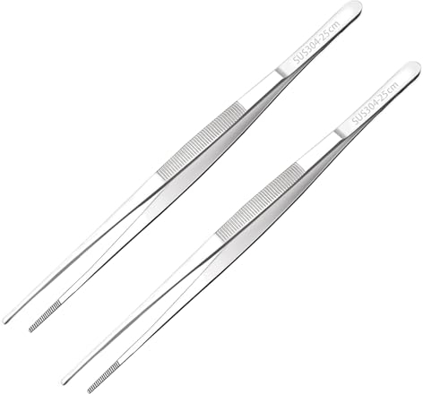 2 Pezzi Pinzette da cucina in acciaio inossidabile 25cm, Pinze Cucina Professionale, pinzette per barbecue, in acciaio inox, lavabili in lavastoviglie