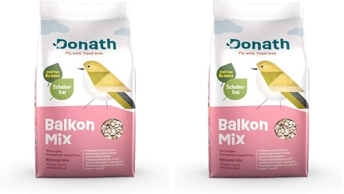 Donath Mix per balconi - miscela senza gusci per un balcone pulito - pregiato cibo per uccelli selvatici adatta tutto l’anno - dalla nostra manifattura nel sud della Germania (Confezione da 2)