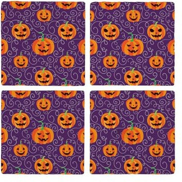 CafePress Elegant Jack O' Lanterns Tumbled Stone - Set of 4 Coasters Set of 4