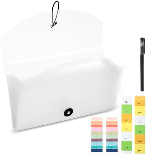 Quittung Coupon Organizer, Fächermappe mit 13 Kleine Taschen Erweiterbare Ordner Dokumentenmappe für Aufbewahrung von Empfang Karten Quittungen Rechnungen Schecks Ordnungsmappe transparent 26 X 15cm