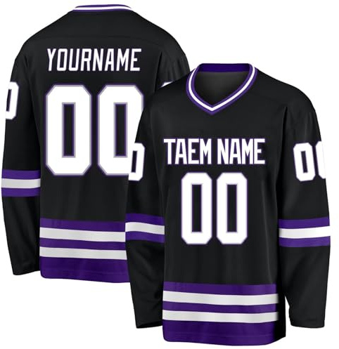 Hockey Jersey Custom Ice Hockey for Mens Personalized Name Number Logo Hockey Practice Jersey for Hockey Fans Youth StyleC Black