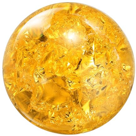 sourcing map 40mm/1.6 Crystal Sphere Ball Ice Cracked Glass Solid Decorative Sphere Crystal Ball Prop Ornament for Feng Shui Divination Fortune Telling Tabletop Fountain Decoration, Amber