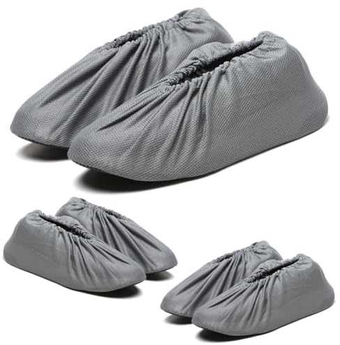 Woetwoat 3 Paia Copriscarpe Riutilizzabili, Copriscarpe Lavabili, Copriscarpe Antipolvere, Copertura Scarpe di Antiscivolo (Gray, EU42-47)